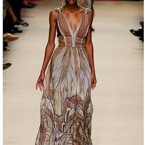 BNWT Alberta Ferretti Runway Collection Silk Belted Maxi-Dress, IT 40 US 4 - Picture 2 of 16